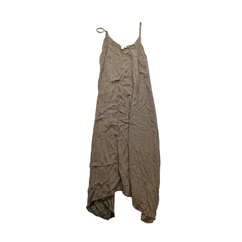 Nordstrom rack green viscose mid shift dress size M asymmetrical hem
